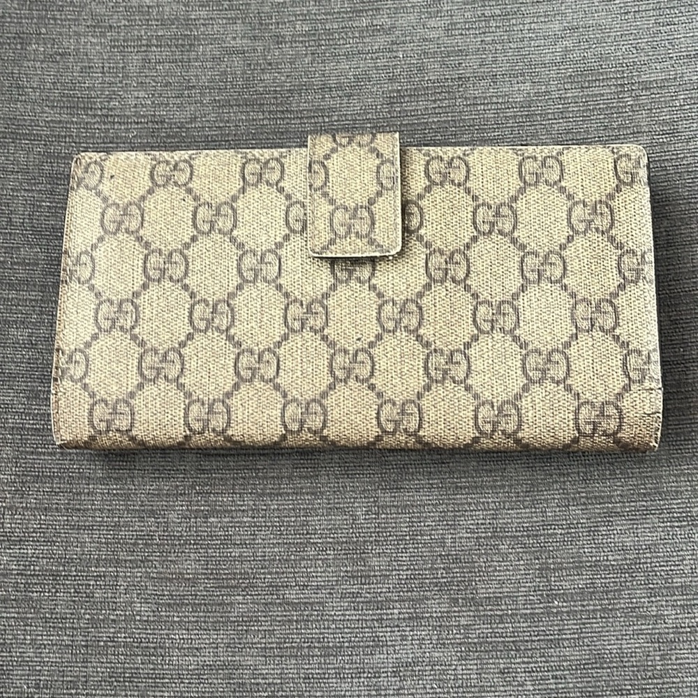 GUCCI supreme GG beige brown coated canvas wallet - Picture 2 of 13